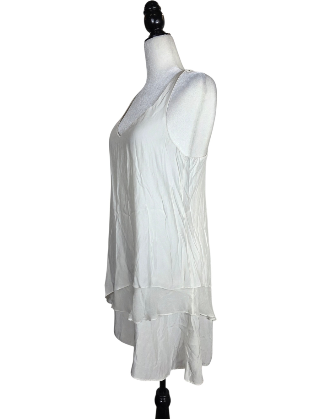 Parker Silk Racer back White Layered Mini Dress